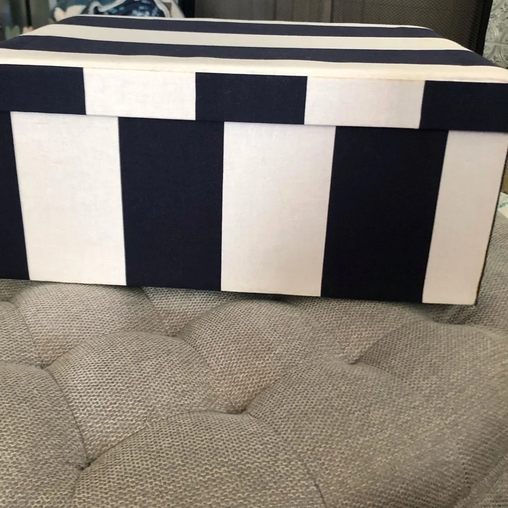 Navy & white striped storage box small size